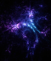 Abstract background, smooth multicolored lines on a black background.