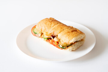 morning breakfast or lunch at home, homemade sanwich on the table