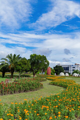 Sunny exterior view of the area of Flora Exposition