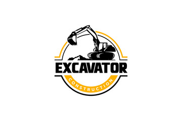 Excavator logo template vector. Heavy equipment logo vector for construction company. Creative excavator illustration for logo template. © Monk