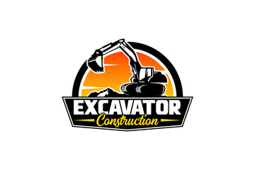 Excavator logo template vector. Heavy equipment logo vector for construction company. Creative excavator illustration for logo template. © Monk