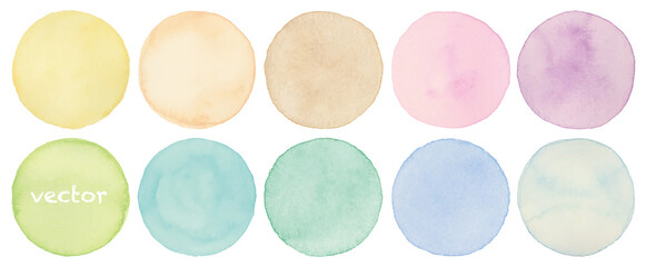 Vector watercolor colorful circle background set