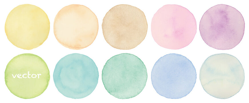 Vector watercolor colorful circle background set