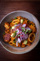 Seafood crispy peruvian food