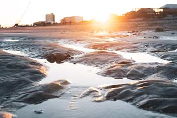 Beach Sunset reflection on the calm water