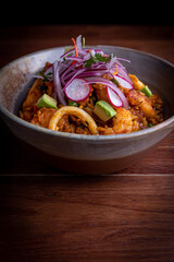 Seafood crispy peruvian food