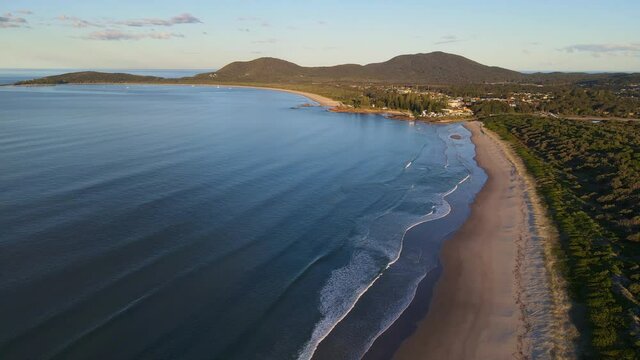 Back Beach With Calm Ocean Near Point Briner And Trial Bay Front Beach - Isolated Beach At NSW, Australia. - aerial