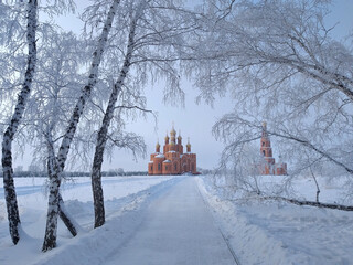 Winter view of the Cathedral of the Assumption of the Blessed Virgin Mary in the territory of the Achair monastery
