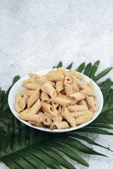 Malaysian Kuih Raya called Crunchy Popia Nestum. Popular kuih raya on Hari Raya Aidilfitri in Malaysia. Selective focus.