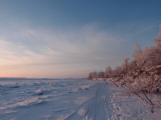 Evening on the Irtysh River, Omsk region, Siberia, Russia