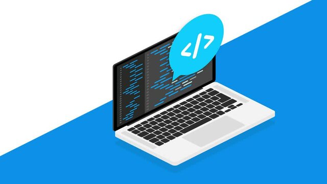 Cross-platform software. Coding laptop. Digital learning. Motion graphics.