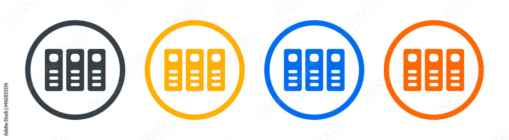 Poster archive folders icons set. binders vector illustration.