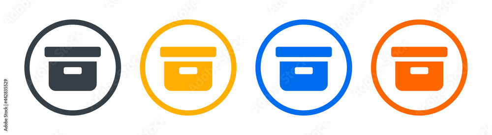 Poster archive icons set. cardboard box symbol isolated on white background.