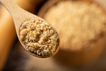 Bowl with Brazilian farofa. Made with manioc flour.