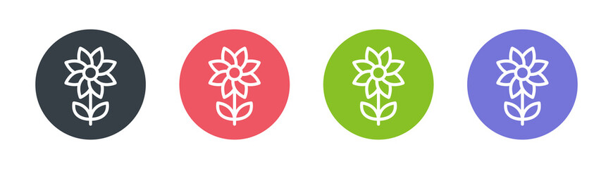 Flower icon set isolated on white background.