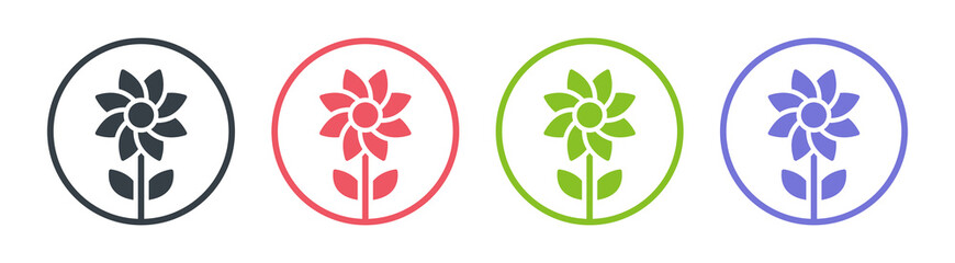 Flower icon. Symbol of flora, summer, blooming, gardening vector sign.