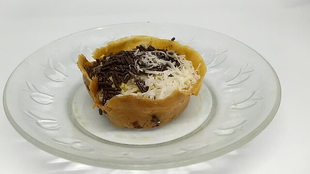 Mini pancake from indonesia with chocolate and cheese, it's called mini terang bulan