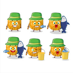 A fisherman slice of pineapple cartoon picture catch a big fish