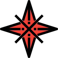 cross star color outline icon