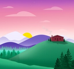 Fototapeta premium house in the mountains