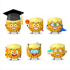 School student of slice of pineapple cartoon character with various expressions