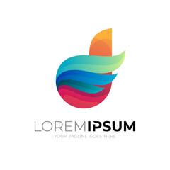 Wing logo and letter D design vector, 3d colorful