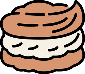 cream puff color outline icon