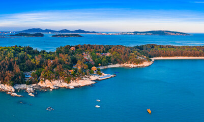 Aerial view of dongshanyu Island, Zhangzhou City, Fujian Province, China