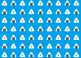 おにぎり柄の背景素材 おにぎり柄のパターン素材 ブルーベース