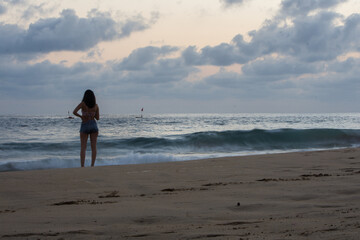Girl shadow watching the sunset