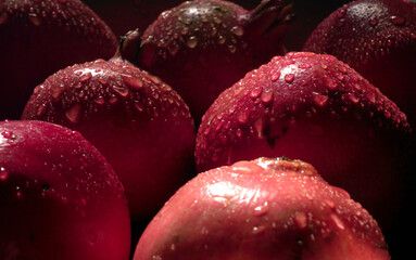 Fresh Pomegranate, rich in natural antioxidants. Concept of red fruits, vitamins and natural antioxidants to the skin for beauty.