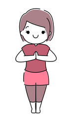 ヨガ 合掌のポーズ 挨拶する女性