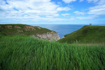 Klify Flamborough, odpływ-Morze Północne Wybrzeże Wschodnie, Anglia - obrazy, fototapety, plakaty