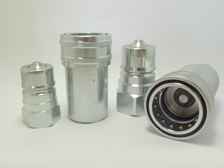  Hydraulic quick coupling isolated on white background.      