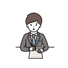困った顔で記入をするビジネスマンのイラスト