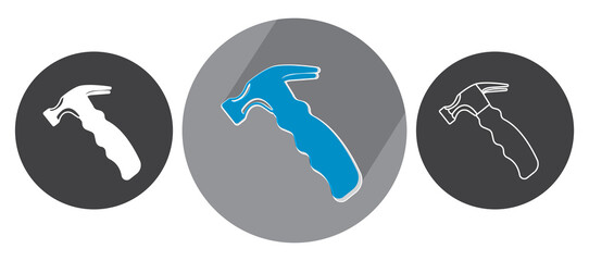 hammer vector icon isolated on a round background