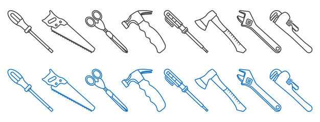 Tool Icon Set – Construction, Repair, and Maintenance Equipment Symbols