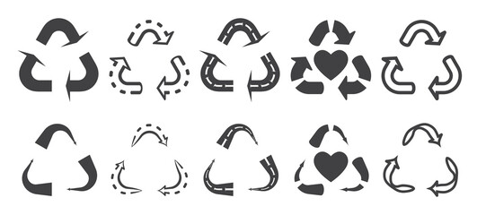 “Recycle Icon Set – Eco-Friendly Symbols for Sustainability and Environmental Awareness”