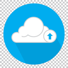 Cloud uploading flat icon on a transparent background