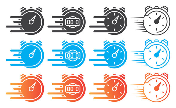 Fast time flat vector icon for apps or websites
