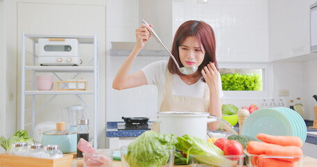 woman enjoy cook food process
