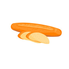 Baguette, ciabatta, loaf. Wheat bread, toast bread, French baguette for bakery design menus. Vector illustration