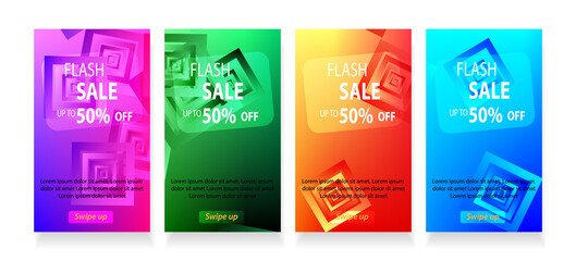abstract rectangular mobile for flash sale banners. Sale banner template design Flash sale special offer set - vector