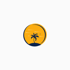 palm tree illustration logo concept