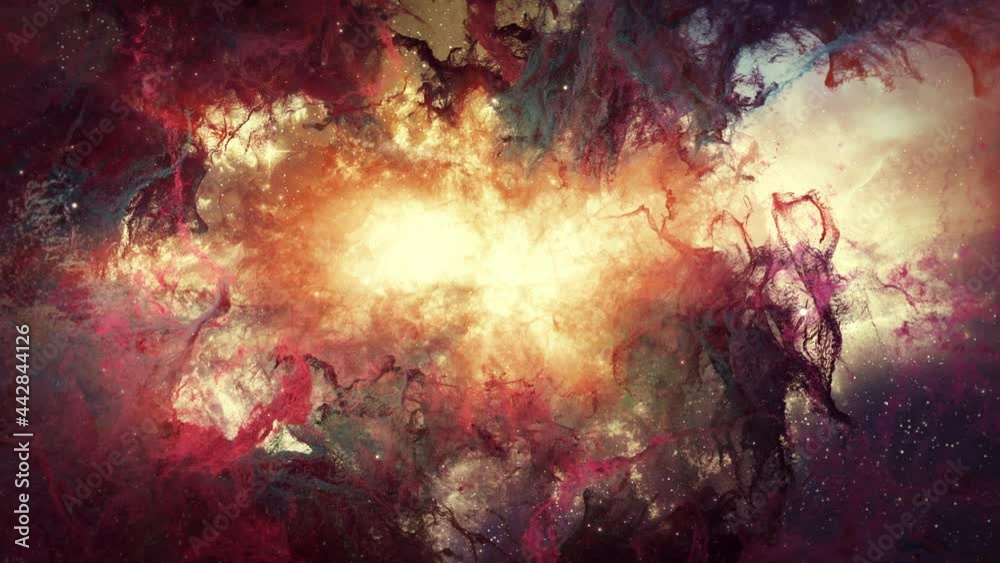Wall mural nebula though light space with star glow in a seamless loop. this clip is a tube cloud nebula fly th