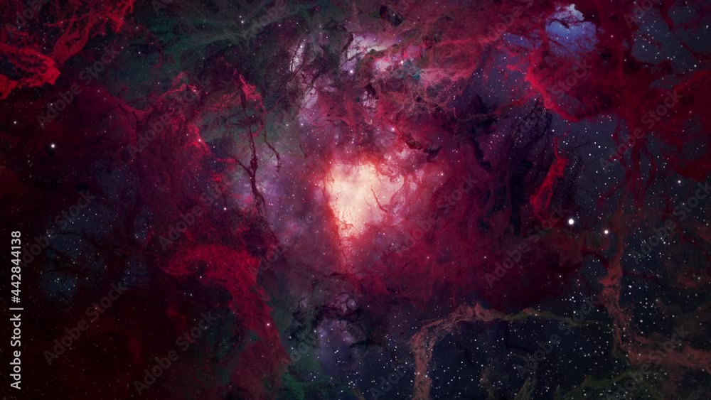 Wall mural nebula though light space with star glow in a seamless loop. this clip is a tube cloud nebula fly th