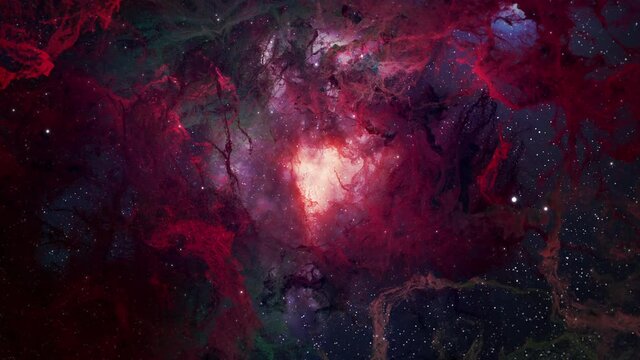 Nebula Though Light Space with Star Glow in a Seamless Loop. This Clip is a tube cloud nebula fly though light galaxy with star glow loop.