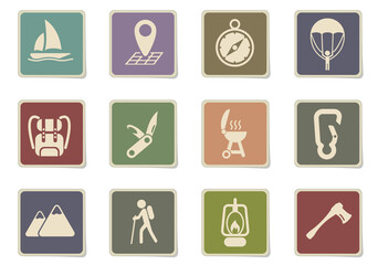 Active recreation and camping icon set