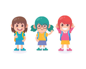 Happy children standing back to school