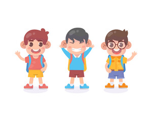 Happy children standing back to school
